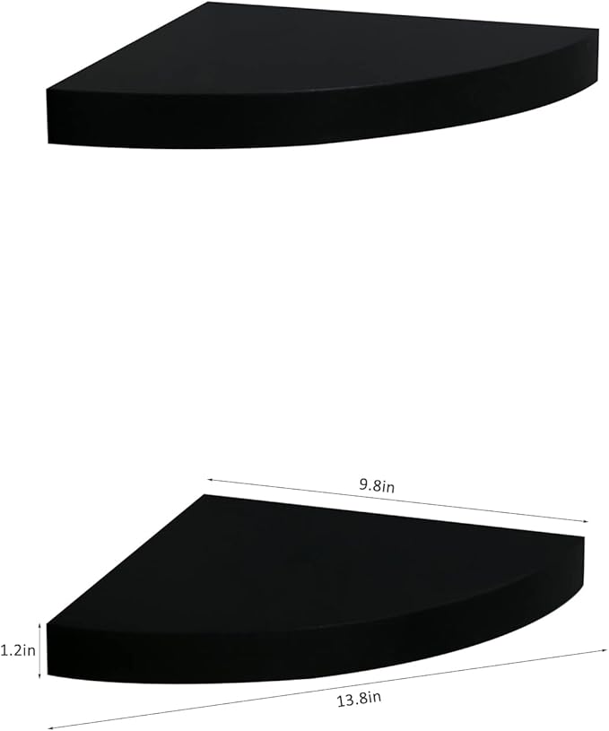 AHDECOR Black Corner Shelves, Modern Floating Corner Shelf for Space-Saving Storage in Bathroom, Bedroom, Kitchen, and More, Set of 2