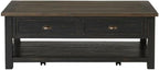 Martin Svensson Home Solid Wood Coffee Table, Black with Brown Top