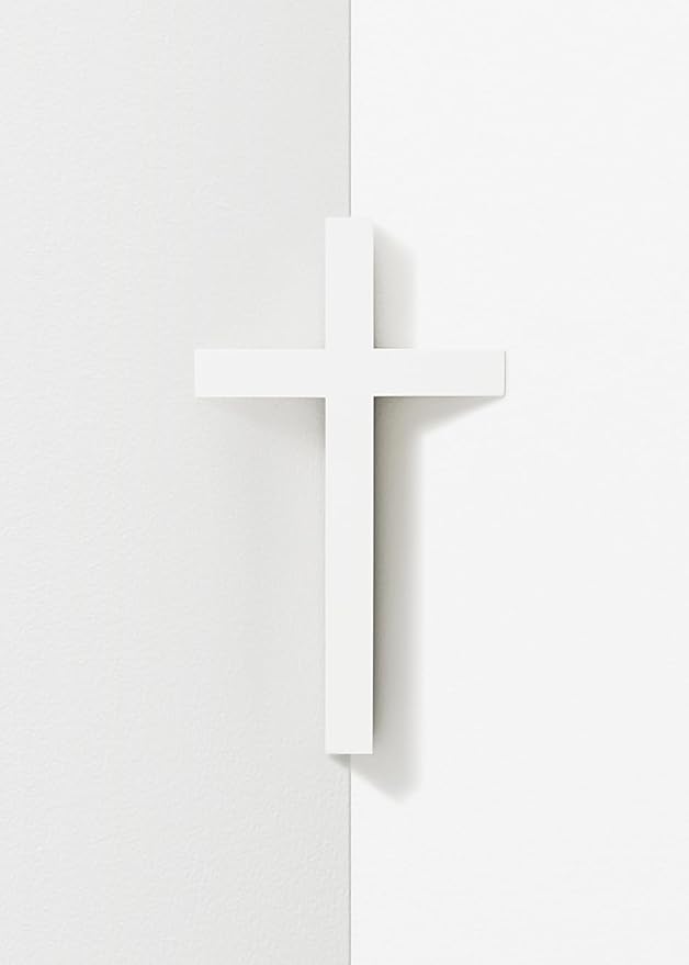 mosery Wall Cross Corner-Attached White Color 5.9 high inch For Christmas, Christians Spiritual Religious Cross With Magnetic on Wall For Church Room Decoration (1EA/Pack)