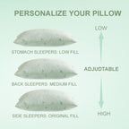 ACCURATEX Cooling Memory Foam Pillows for Sleeping King Size Set of 2, Adjustable Fluffy Pillows with Removable Cover, Cool Bed Pillow for Side Back Stomach Sleepers, Machine Washable, Green