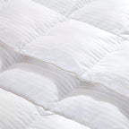 Luxurious All-Season Goose Down Comforter Duvet Insert, Exquisite Oversized California King White Stripe Design, 108" X 98 ", 100% Cotton Down Proof Fabric, 65 oz. Fill Weight