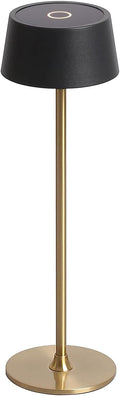 DAWALIGHT Cordless Lamp 4000mAh Rechargeable tbale lamp LED Desk Lamp Tempered Glass Stepless Dimming Black and Gold Battery Operated Portable Cordless 2700K Gold Base
