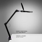 Neatfi Elite Super LED Magnifying Lamp with Clamp, 6” Glass Lens, Dual Magnification, 5D/12D, 6500K, Glare-Free, Nonpolar Dimming, Lamp for Reading, Sewing, Crafting (6 Inch Lens, Black)