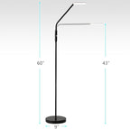 O’Bright Moon - Dimmable LED Floor Lamp, Adjustable Color Temperature for Bedside Reading, Work Light, Art/Crafting Light, Sewing, 360° Flexible Gooseneck, Rotatable Lighting, Black