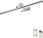 26" Wireless Picture Lights, Rechargeable Battery Art Display Light with Remote Control, Dimmable/Timer Off Dartboard Light, 3 Lighting Modes Full Metal Painting Display Lights (Nickel-1 Pack)