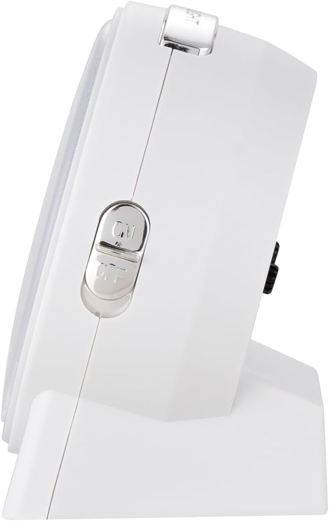 4.3" No Ticking Analog Alarm Clock,Silent Readable for Seniors,Easy to Set,Gradual Rise Alarm,Big Numbers,On/Off Switch on Side,Gentle Wake,Snooze,Lighted on Demand,Battery Operated,White