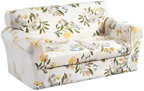 KRFOONN 3 Piece Stretch Sofa Couch Covers for 2 Cushion Couches Printed Sofa Loveseat Slipcover with 2 Separate Seat Cushion Covers Washable Sofa Slip Covers Furniture Protector (Loveseat, 24), Medium