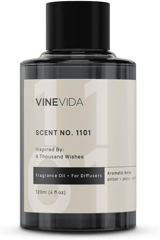 VINEVIDA [4 Fl Oz] Scent NO. 1101 Fragrance Oil for Cold Air Diffusers, Aromatic Notes of Amber Peony Starfruit, Essential Oils for Diffuser Oil Refill & Air Freshener Room Spray