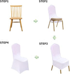 10 Pcs White Washable Removable Universal for Wedding Party Dining Banquet Polyester Spandex Stretch Slipcovers Chair Covers