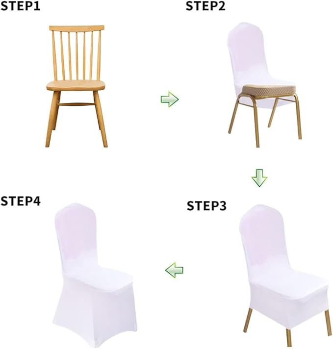 10 Pcs White Washable Removable Universal for Wedding Party Dining Banquet Polyester Spandex Stretch Slipcovers Chair Covers