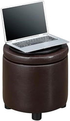 Designs4Comfort Round Accent Storage Ottoman with Reversible Tray Lid