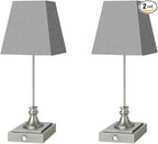 Rechargeable LED Table Lamps with Stepless Touch Control,Sliver Cordless Lamp for Living Room&Bedside&Patio&Shower,Small Desk Lamp(6000mAH Battery),2 Pack for Home Decor,Best Gifts for Family