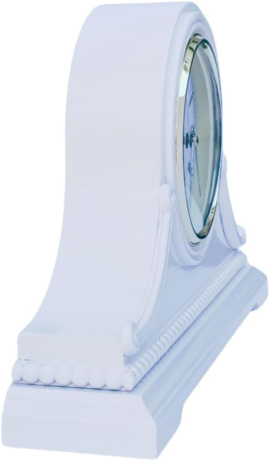 Mantel Clocks, Battery Operated, Silent Wood Table Clock with Westminster Chimes On The Hour, Solid Wooden Shelf Chiming Mantle Clock, 9" x 16" x 3" (White - Arabic Numerals)