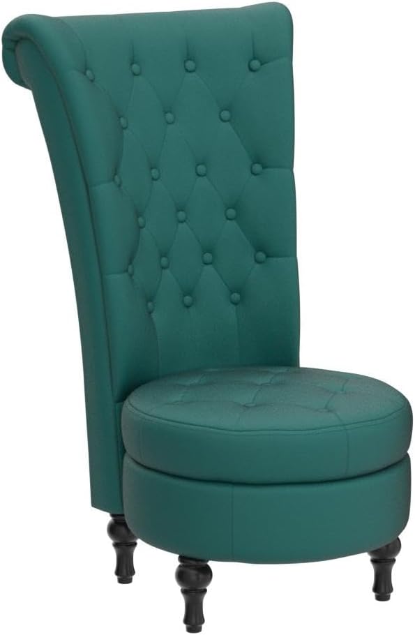 Royal High-Back Velvet Accent Chair for Vanity with Storage and Luxurious Upholstery, Retro Design and Versatile Usage for Living Room, Bedroom, Lounge and Office, Green