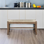 Alaterre Furniture Newport 40 Inch Solid Wood Entryway Bench - Modern Farmhouse Indoor Decorative Bench with Natural Seagrass Rush Seat - Furniture for Entryway, Dining Room, or Kitchen (Natural)