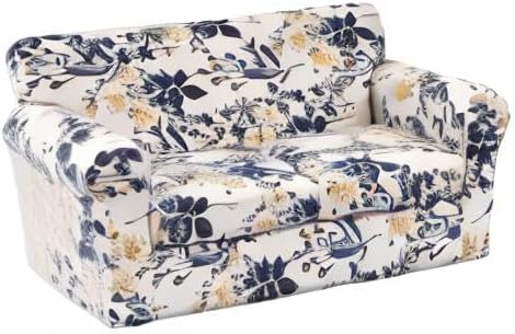 KRFOONN 3 Piece Stretch Sofa Couch Covers for 2 Cushion Couches Printed Sofa Loveseat Slipcover with 2 Separate Seat Cushion Covers Washable Sofa Slip Covers Furniture Protector (Loveseat, 27), Medium