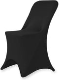 Set of 1/10/50Pcs Hotel Fitted Folding Dining Spandex Stretch Chair Covers - Wedding Reception Banquet Party Restaurant, 17 Colors! (10, Black)