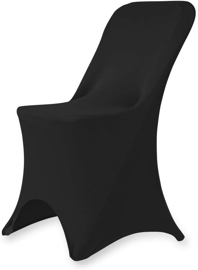 Set of 1/10/50Pcs Hotel Fitted Folding Dining Spandex Stretch Chair Covers - Wedding Reception Banquet Party Restaurant, 17 Colors! (50, Black)