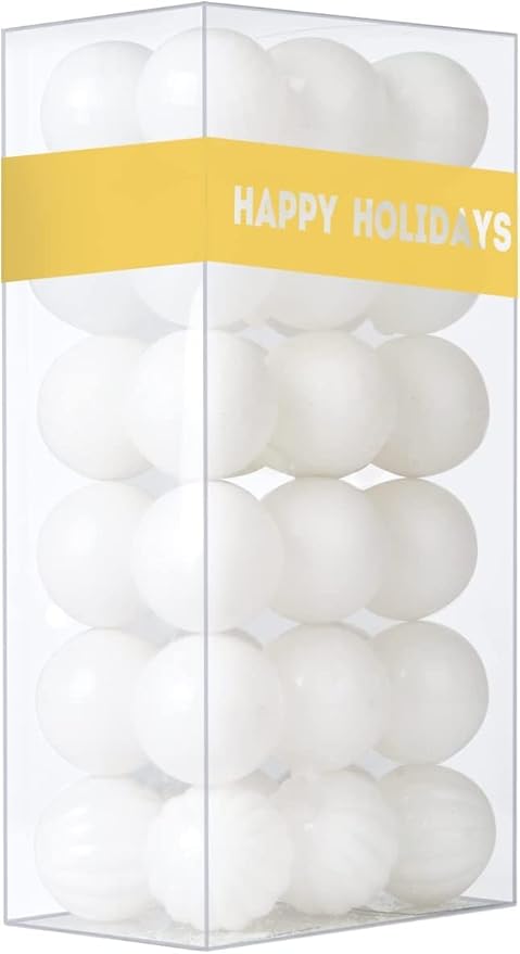 White 1.6" Small Christmas Balls Christmas Tree Decoration Ornaments Shatterproof Hanging Balls for Birthday Halloween Holiday Wedding Decorations Set of 36pcs