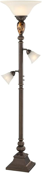 Kathy Ireland Mulholland Rustic Vintage Tree Torchiere Floor Lamp Standing 72" Tall Bronze Tortoise Shell Font Frosted Glass Shade for Living Room Reading House Bedroom Home Office