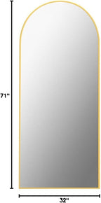 Antok Full Length Mirror, 71"x32" Floor Mirror, Arched Floor Standing Freestanding Arch Full Body Mirrors with Stand for Bedroom, Hanging Mounted for Living Room Cloakroom,Gold