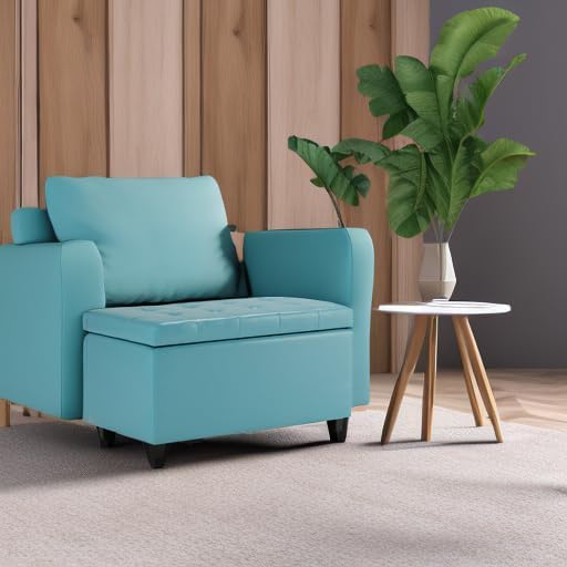 SIMPLIHOME Cosmopolitan Storage Ottoman - 34 inch Wide Upholstered Vegan Leather Rectangle Storage Ottoman Bench in Soft Blue, Transitional Tufted Ottoman for Living Room or Entryway with Lift-Up Lid