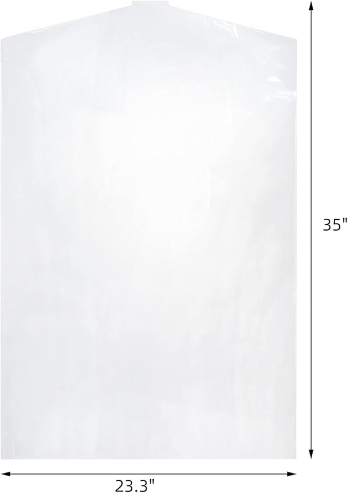 AVLA 50 Pack Plastic Garment Bags, Clear Hanging Dry Cleaner Bags, Transparent Hung Clothes Dust Cover, Lightweight Protector Bags for Closet Clothes Storage, Coat Suit Bag for Home, Laundry