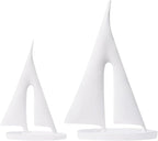 Modern Sculptures Home Decor, Sailboat Decor Ornament, Boat Decorations Statue Decor, Art Sculptures and Statues, Sailboat Gifts Home Office Bathroom Shelf Decor (White-2 Pack)