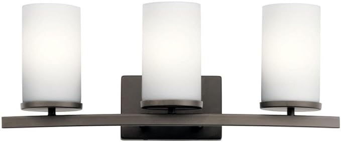 KICHLER Crosby 23" 3 Light Vanity Light Satin Etched Cased Opal Olde Bronze®,White