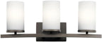 KICHLER Crosby 23" 3 Light Vanity Light Satin Etched Cased Opal Olde Bronze®,White
