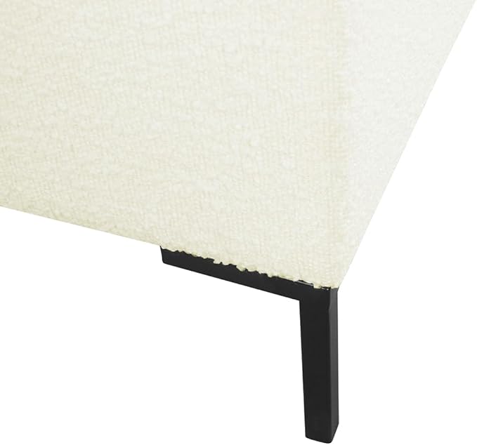 HomePop Upholstered Storage Bench with Metal Leg|Homepop Home Décor|Bench with Storage for Living Room & Entryway - Cream Boucle