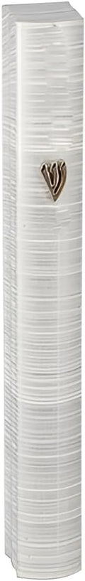 My Daily Styles Aluminum Silver-Tone White Stripes Classic Shin Mezuzah Case, 5"