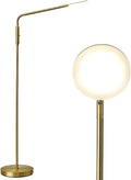 O’Bright Moon - Dimmable LED Floor Lamp, Adjustable Color Temperature for Bedside Reading, Work Light, Art/Crafting Light, Sewing, 360° Flexible Gooseneck, Rotatable Lighting, Antique Brass