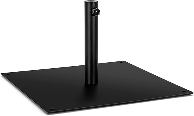 Giantex 42 lbs Patio Umbrella Base, 25 inch Heavy Duty Square Outdoor Umbrella Stand for 1.6''-1.9'' Poles, 4 Adjustable Pads Anchor Holes, Umbrella Holder for Deck Yard Poolside Garden