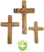 Olive Wood Wall Cross from Bethlehem, Wall Hanging Wooden Crosses for Wall , Confirmation Cross Gift , Baptism Gifts , Holy Wall cross, Religious décor Cross (One Small Cross 4.75" x 3.4")