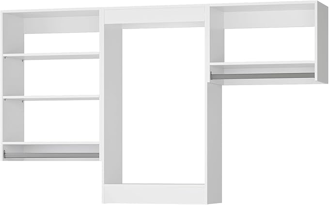Modular Closet System, 60" Wide Closet Organizer System with Hanging Shelving , Wood Tower Closet Storage for Walk In Closets, Wall Mounted Wardrobe Organizer Kit System, Bedroom, White