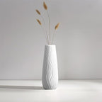White Ceramic Vase, 8.4" H, Artistic Flower Vase Classic Style for Fireplace Bedroom Kitchen Living Room Centerpieces Office Desk, Fit for Holding Dried Flowers, Fresh Flowers, Artificial Flowers