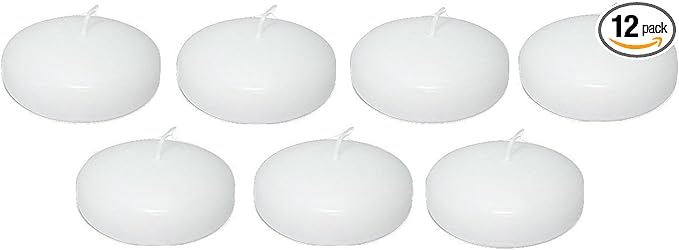 D'light Online Large White Floating Candles 3 Inch Wax Discs for Events, Weddings, Spa, Home Decor, Special Occasions, Cylinder Vases, Centerpieces, Pool and Holidays (Large - 3" (Set of 12), White)