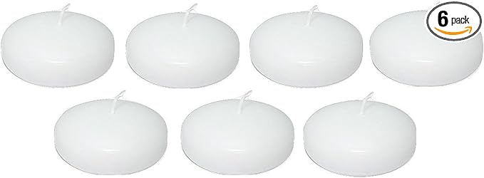 D'light Online Large White Floating Candles 3 Inch Wax Discs for Events, Weddings, Spa, Home Decor, Special Occasions, Cylinder Vases, Centerpieces, Pool and Holidays (Large - 3" (Set of 6), White)