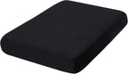 hyha Velvet Couch Cushion Covers, Soft Sofa Seat Covers for sectional 2 Cushion Couch Washable, Magic Sofa Slipcover with Elastic Bottom, Non-Slip Furniture Protector for Pets, Kid(Medium, Black)