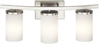 KICHLER Crosby 23" 3 Light Vanity Light Satin Etched Cased Opal Olde Bronze®,White