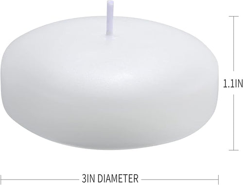 12 Pack Floating Candles, 3” White Unscented Dripless Wax Burning Candles, for Weddings, Party, Cylinder Vases, and Home Decorations…