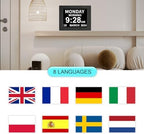 Digital Day Calendar Clock 5 Alarm Clock & 3 Medicine Reminders Extra Large 8 Inch Non-Abbreviated Day Date Month Dementia Senior Clocks for Eldarly Memory Loss Vision Impaired Clock
