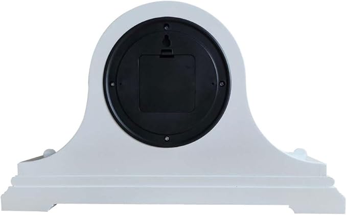 Mantel Clocks, Battery Operated, Silent Wood Table Clock with Westminster Chimes On The Hour, Solid Wooden Shelf Chiming Mantle Clock, 9" x 16" x 3" (White - Roman Numerals)