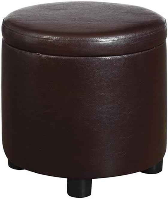 Designs4Comfort Round Accent Storage Ottoman with Reversible Tray Lid