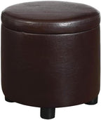 Designs4Comfort Round Accent Storage Ottoman with Reversible Tray Lid