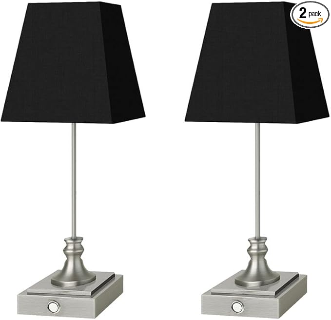 Rechargeable LED Table Lamps with Stepless Touch Control,Sliver Cordless Lamp for Living Room&Bedside&Patio&Shower,Small Desk Lamp(6000mAH Battery),2 Pack for Home Decor,Best Gifts for Family