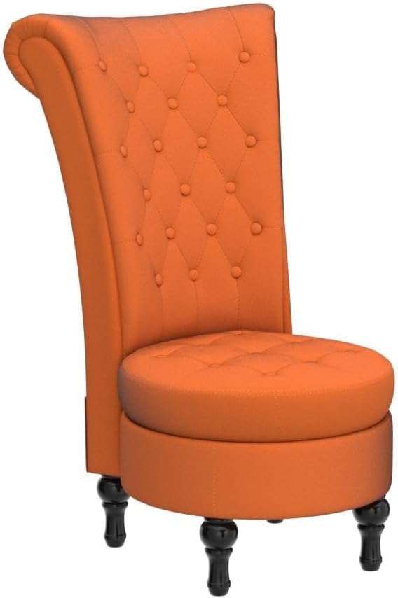 Royal High-Back Velvet Accent Chair for Vanity with Storage and Luxurious Upholstery, Retro Design and Versatile Usage for Livingroom, Bedroom, Lounge and Office, Red Orange