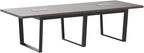 Sturdy Conference Table with Cable Management Grommets Modern Rectangle Office Meeting Table with Wood Tabletop and Metal Frame & Legs- Easy Assembly Boardroom Table (Dark Brown, 8 Foot)