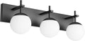 Ralbay Matte Black Bathroom Vanity Light - 3-Light Mid Century Modern Black Bathroom Lights Fixtures with Milky Glass Globe
